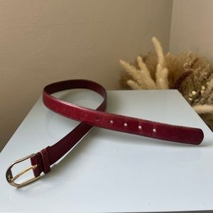 YSL Yves Saint Laurent Vintage Red Glazed Cowhide Belt Size 32 - 80